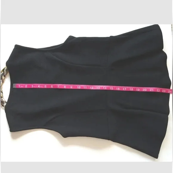Thalia Sodi Sleeveless Top Black Solid &  Detachable Gold Silver Necklace Chain - Picture 10 of 12